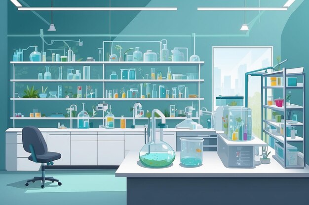 the lab with a dedicated area for studying the microbiome and microbial ecology vector illustration in flat style