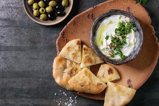 Labneh fresh lebanese cream cheese dip