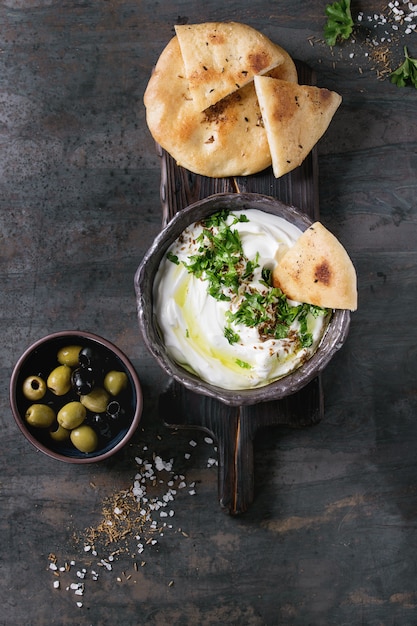 Labneh fresh lebanese cream cheese dip