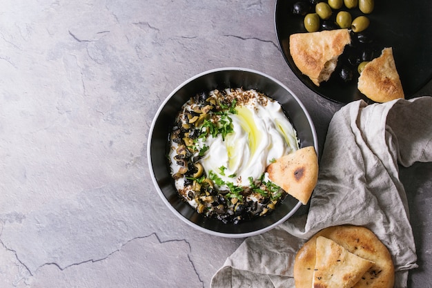 Labneh fresh lebanese cream cheese dip