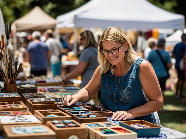 Photo a labor day art and crafts fair with handmade goods