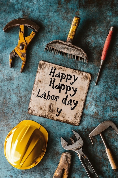 Photo labor day background with construction tools