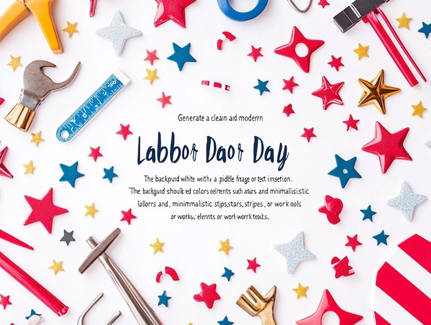 Photo labor day background with tools and stars