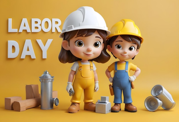 Labor Day Cartoon Illustration