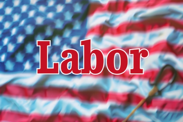 Photo labor day celebration concept with american flag background