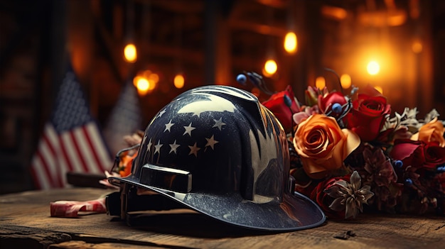 Labor day celebration Work helmet various tools for the worker