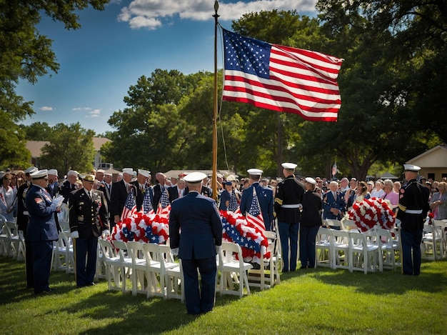 Photo a labor day ceremony honoring military veterans