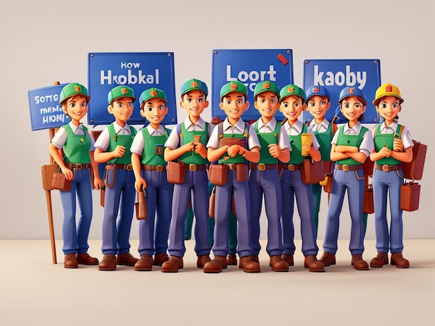 Labor day concept essential workers illustration ai generated