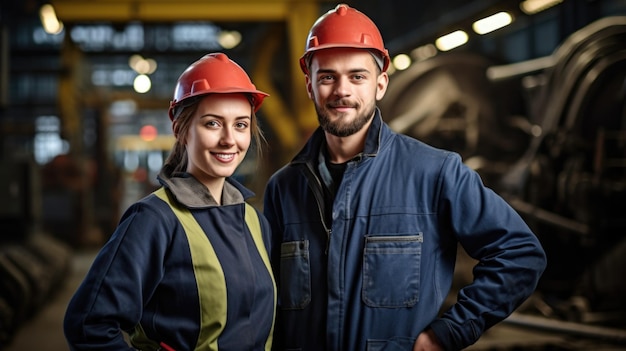 Labor Day Image Young Group of Diverse Industrial Workers Facing the Camera in Uniforms