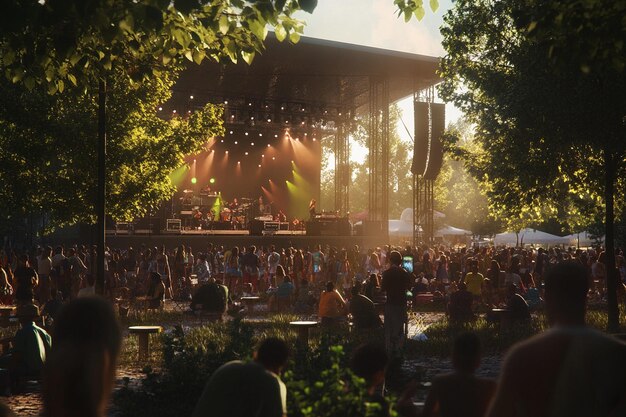 Photo labor day outdoor concert with a lively crowd