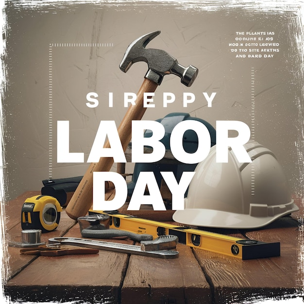 Photo labor day social media post design with labor helmet background