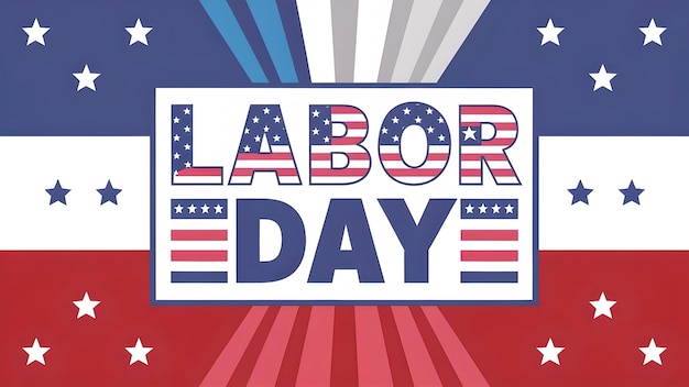 A Labor Day theme includes a bold central text that reads LABOR DAY in uppercase letters