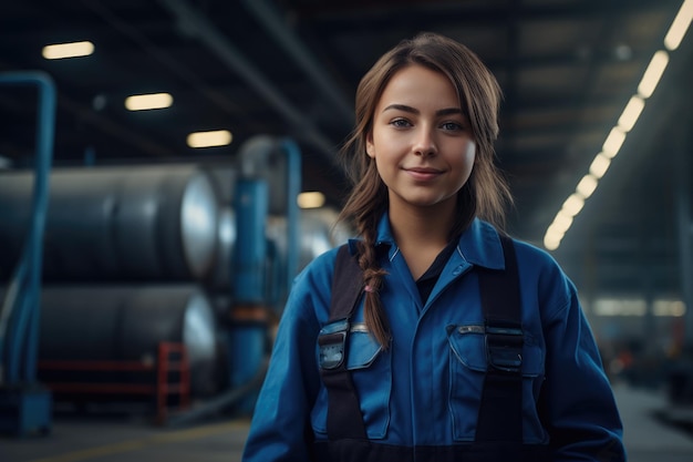 Labor Day Woman engineer worker in a factory heating system air conditioning