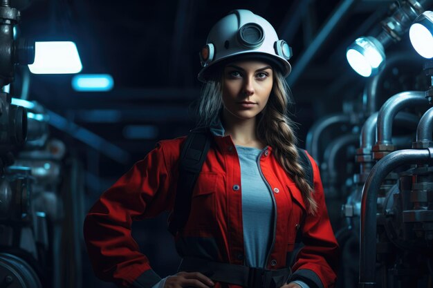 Labor Day Woman engineer worker in a factory heating system air conditioning