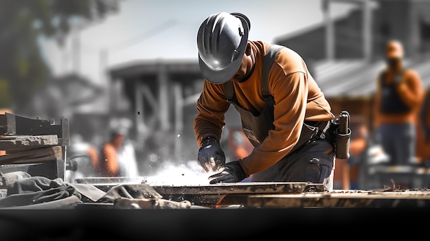 Labor day workers working in the field of construction high quality background