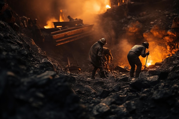 Labor is working in the coal mine Labor day concept