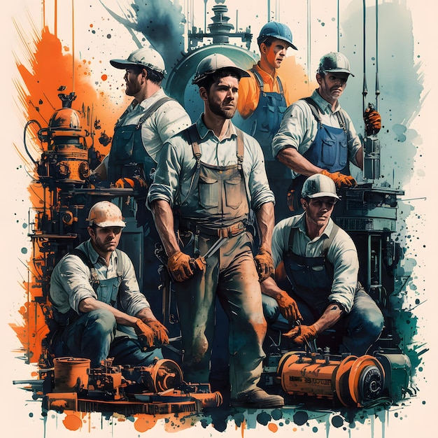 Labor Worker Watercolor Design