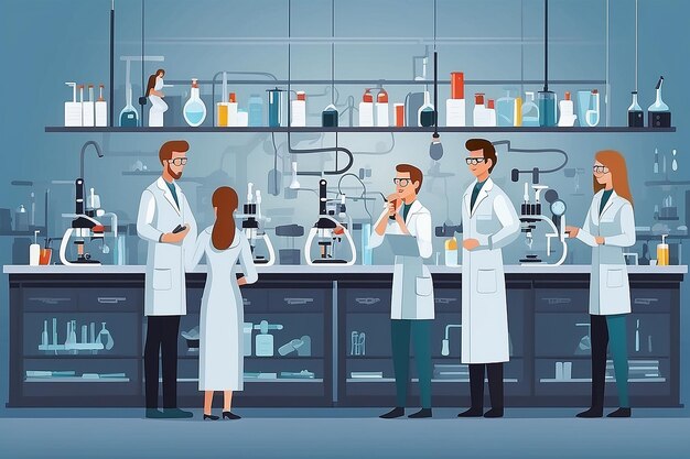 laboratory banner with lab workers making researches