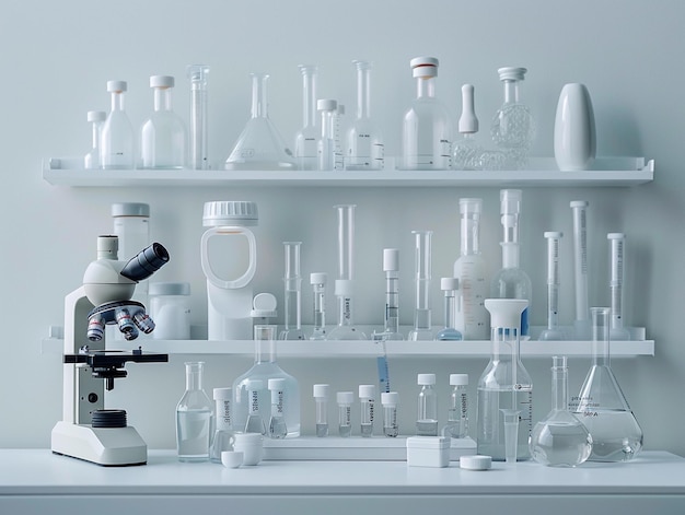 Laboratory Equipment on Shelves