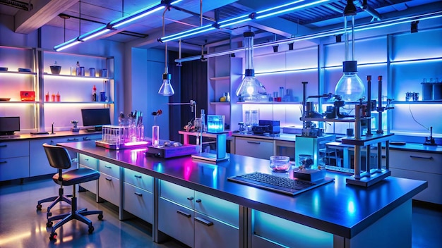 Photo laboratory equipment with neon lights