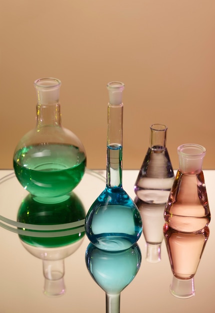 Laboratory glassware containing colored substance still life