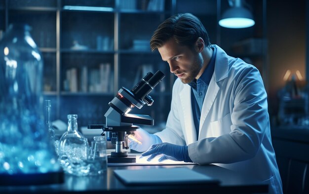 Laboratory Scientist with Microscope