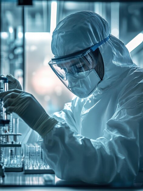 Laboratory technician conducting experiments with biotechnology equipment