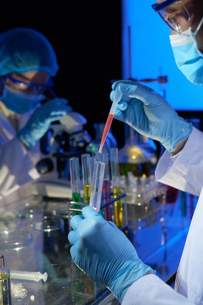 Laboratory technician working on vaccine