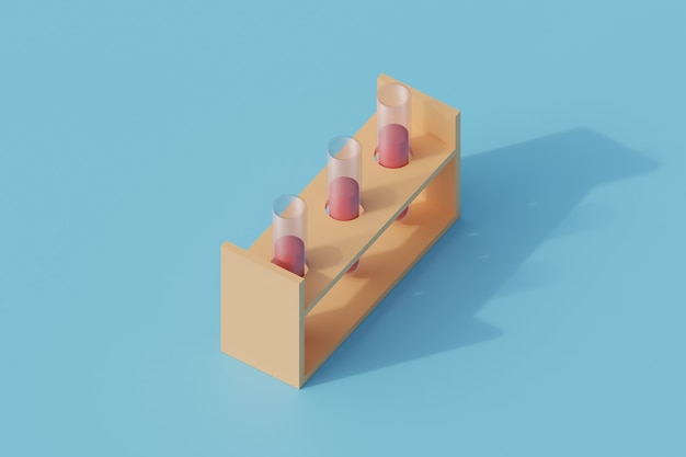 Laboratory tube single isolated object. 3d render illustration isometric