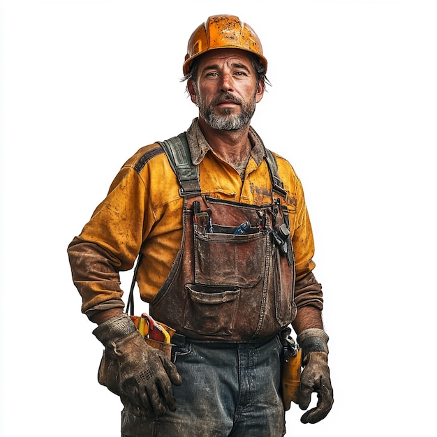 Laborer on White Background