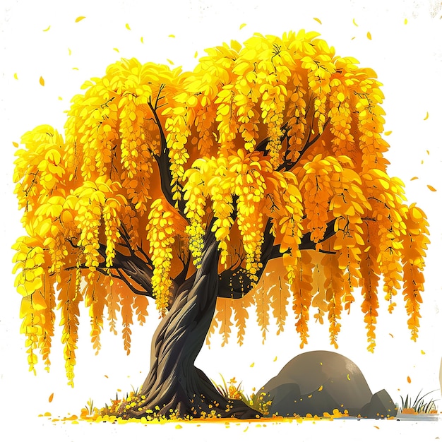 Laburnum tree cartoon isolated on a white background Cartoon Laburnum tree illustration