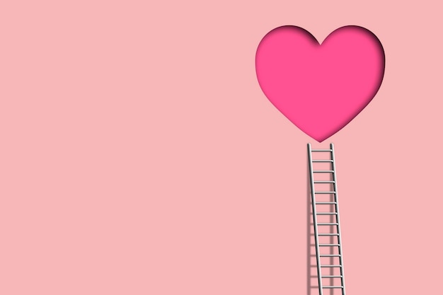 A ladder leading to the heart pastel color wall creative love idea