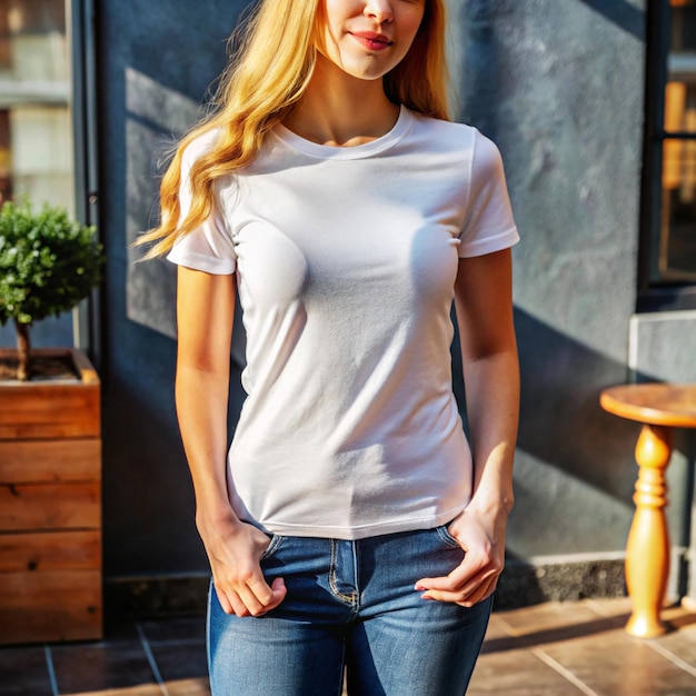 Photo ladies white tshirt mockup