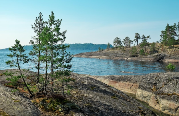 Ladoga Skerries National Park Beautiful view on Rocks and Lake Ladoga in Republic of Karelia largest lake in Europe