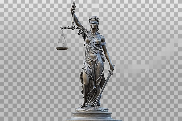 Photo lady justice statue on transparent background for legal use