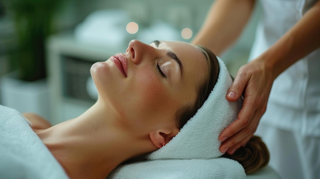 A lady receiving craniosacral treatment Generative Ai