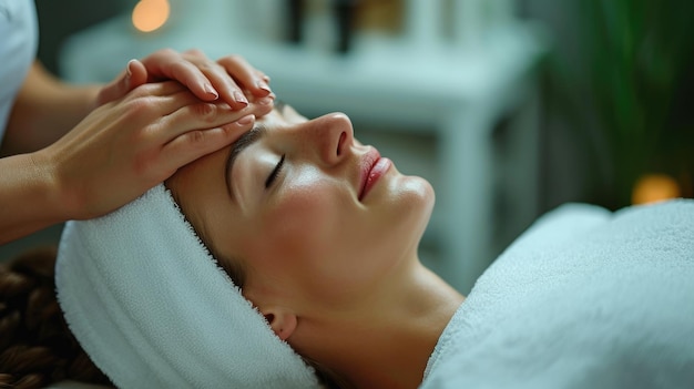 A lady receiving craniosacral treatment Generative Ai