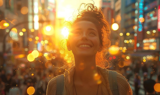 Photo lady smiling while navigating