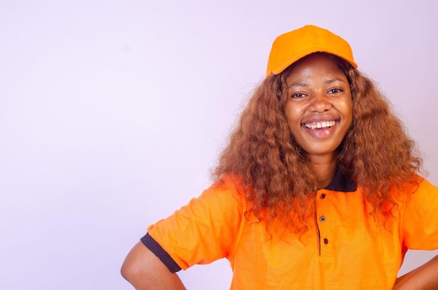 lady smiling  over white background isolated