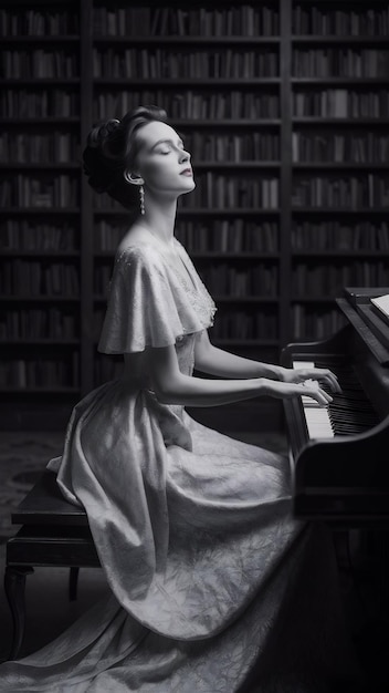 Photo lady with piano