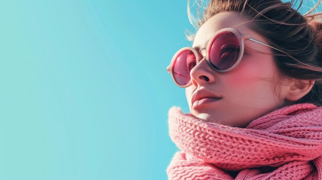 A lady with sunglasses and a pink scarf Generative Ai