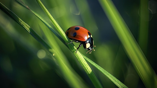 A ladybug on a blade of grass