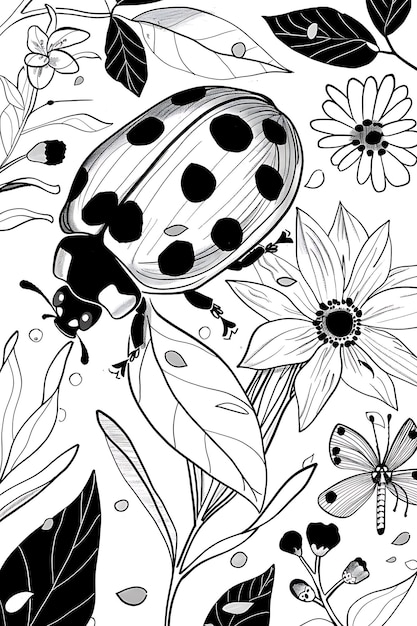 Ladybug Coloring Page for Kids and Adults