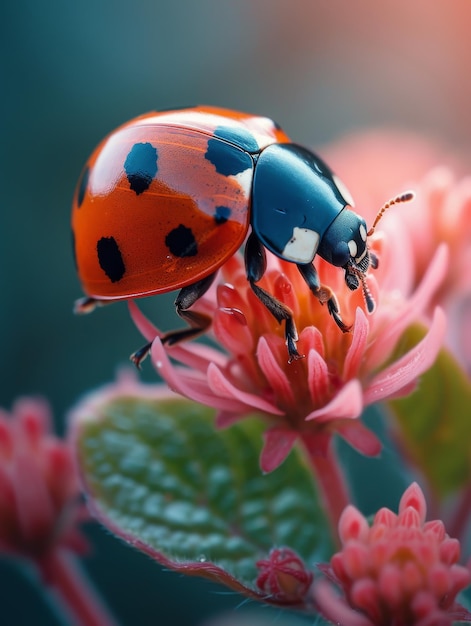 Ladybug on flower in the garden