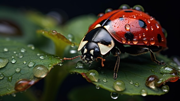 Ladybug on the grass close up