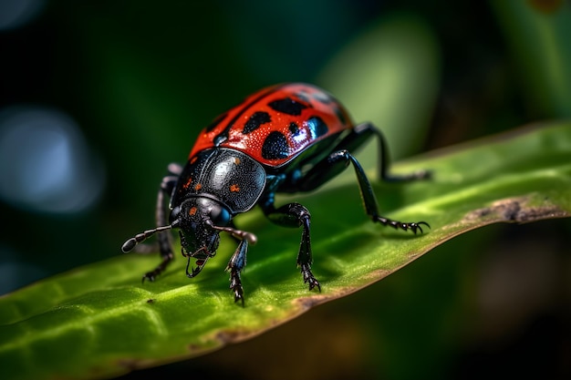 Ladybug on a leaf macro photography