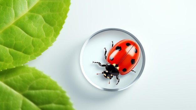 a ladybug on a magnifying glass