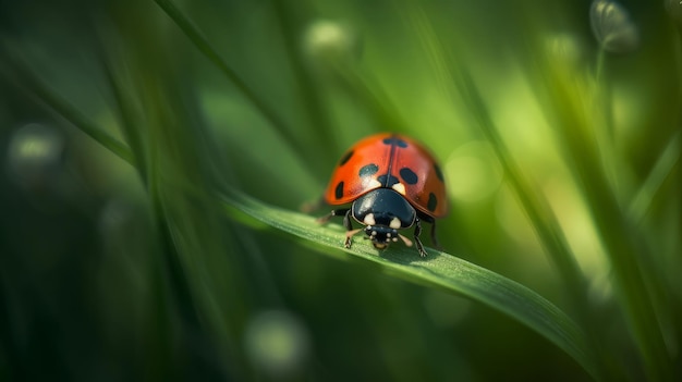 Ladybug on natural background Illustration AI GenerativexA