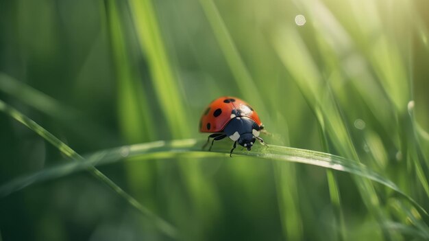 Ladybug on natural background Illustration AI GenerativexA