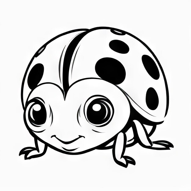 Photo ladybug outline black and white cute coloring book